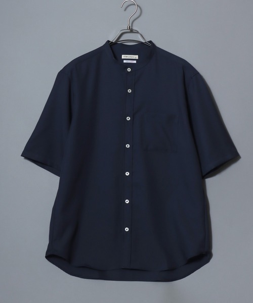 ANPAS（アンパス）の「MADE IN JAPAN Reflax(R) Loose Silhouette Band Collar Half-Sleeve Shirt/日本製 リフラクス ルーズシルエット バンドカラー半袖シャツ メンズ 無地 オーバーサイズ ビッグシルエット（シャツ/ブラウス・メンズ・サックスブルー/ネイビー/ブラック/ホワイト/ブルー・L/XL/M）」の15枚目の写真
