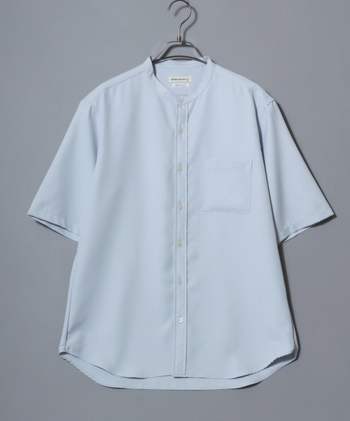 ANPAS（アンパス）の「MADE IN JAPAN Reflax(R) Loose Silhouette Band Collar Half-Sleeve Shirt/日本製 リフラクス ルーズシルエット バンドカラー半袖シャツ メンズ 無地 オーバーサイズ ビッグシルエット（シャツ/ブラウス・メンズ・サックスブルー/ネイビー/ブラック/ホワイト/ブルー・L/XL/M）」の19枚目の写真
