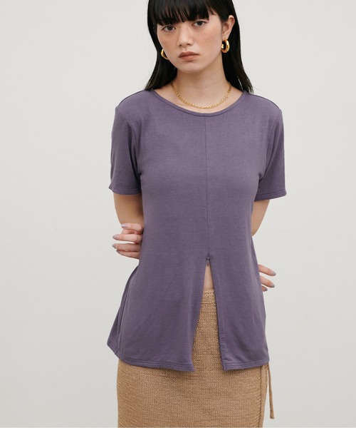 LARUTA（ラルータ）の「【LARUTA】前後2WAY半袖ZIPカットソー（Tシャツ/カットソー・レディース・ブラック/パープル/カーキ/サックスブルー/アイボリー・FREE）」の19枚目の写真