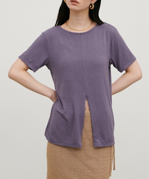 LARUTA（ラルータ）の「【LARUTA】前後2WAY半袖ZIPカットソー（Tシャツ/カットソー・レディース・ブラック/パープル/カーキ/サックスブルー/アイボリー・FREE）」の20枚目の写真