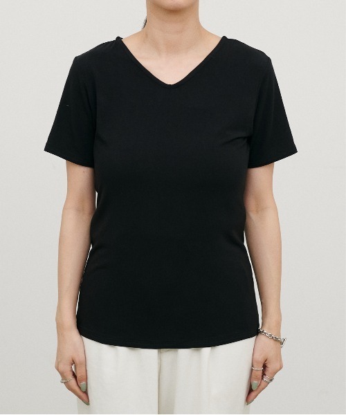 LARUTA（ラルータ）の「【LARUTA】前後2WAY半袖ZIPカットソー（Tシャツ/カットソー・レディース・ブラック/パープル/カーキ/サックスブルー/アイボリー・FREE）」の15枚目の写真