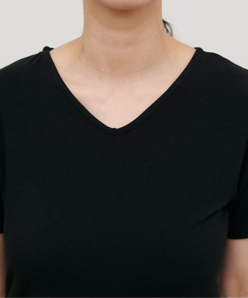 LARUTA（ラルータ）の「【LARUTA】前後2WAY半袖ZIPカットソー（Tシャツ/カットソー・レディース・ブラック/パープル/カーキ/サックスブルー/アイボリー・FREE）」の12枚目の写真
