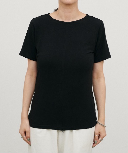 LARUTA（ラルータ）の「【LARUTA】前後2WAY半袖ZIPカットソー（Tシャツ/カットソー・レディース・ブラック/パープル/カーキ/サックスブルー/アイボリー・FREE）」の8枚目の写真