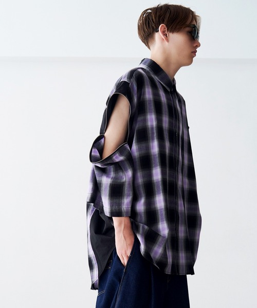 SeeSew(シーソー)の「【UNISEX】2-ZIP CHECK H/S SHIRTS/2-ZIPチェックショートスリーブシャツ(シャツ/ブラウス・メンズ・ライム/パープル・M/L)」の22枚目の写真
