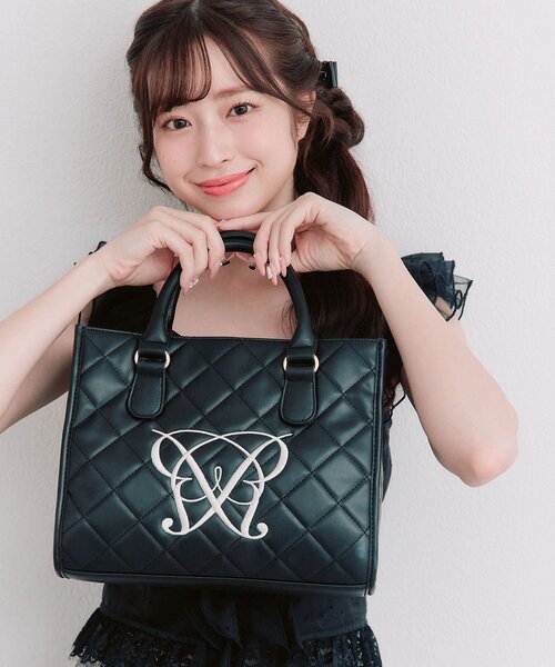 OLIVE des OLIVE（オリーブデオリーブ）の「Aimerianejoieキルティングミニトートバッグ（ショルダーバッグ・レディース・ブラック/アイボリー/ピンク/ライトグレー・FREE）」の17枚目の写真