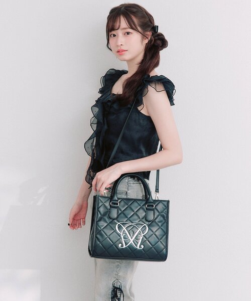 OLIVE des OLIVE（オリーブデオリーブ）の「Aimerianejoieキルティングミニトートバッグ（ショルダーバッグ・レディース・ブラック/アイボリー/ピンク/ライトグレー・FREE）」の19枚目の写真
