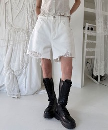 ヴィンテージ クラッシュ ダメージ デニム ショート パンツ