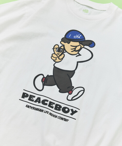 kaoyorinakami(カオヨリナカミ)の「kaoyorinakami × FREAK'S STORE/カオヨリナカミ 別注 ピースボーイ Tee(Tシャツ/カットソー・メンズ・イエロー/オフホワイト/チャコールグレー・MEDIUM/LARGE/SMALL)」の7枚目の写真