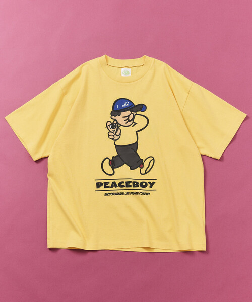 kaoyorinakami(カオヨリナカミ)の「kaoyorinakami × FREAK'S STORE/カオヨリナカミ 別注 ピースボーイ Tee(Tシャツ/カットソー・メンズ・イエロー/オフホワイト/チャコールグレー・MEDIUM/LARGE/SMALL)」の17枚目の写真