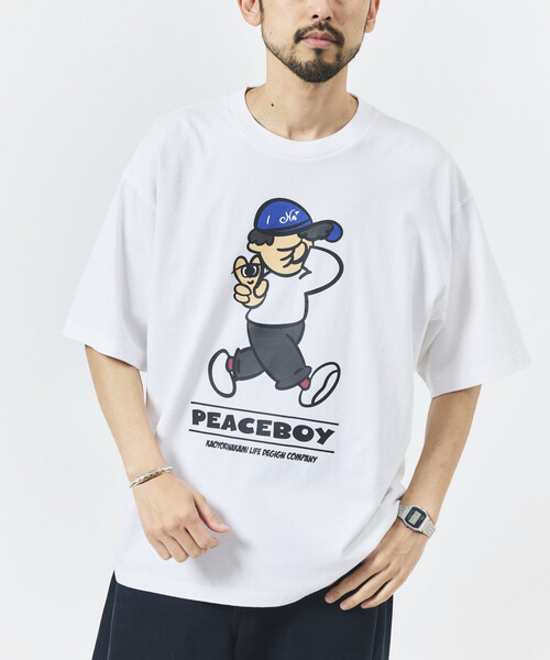 kaoyorinakami(カオヨリナカミ)の「kaoyorinakami × FREAK'S STORE/カオヨリナカミ 別注 ピースボーイ Tee(Tシャツ/カットソー・メンズ・イエロー/オフホワイト/チャコールグレー・MEDIUM/LARGE/SMALL)」の20枚目の写真