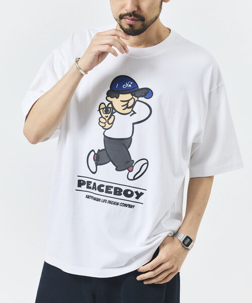 kaoyorinakami(カオヨリナカミ)の「kaoyorinakami × FREAK'S STORE/カオヨリナカミ 別注 ピースボーイ Tee(Tシャツ/カットソー・メンズ・イエロー/オフホワイト/チャコールグレー・MEDIUM/LARGE/SMALL)」の21枚目の写真