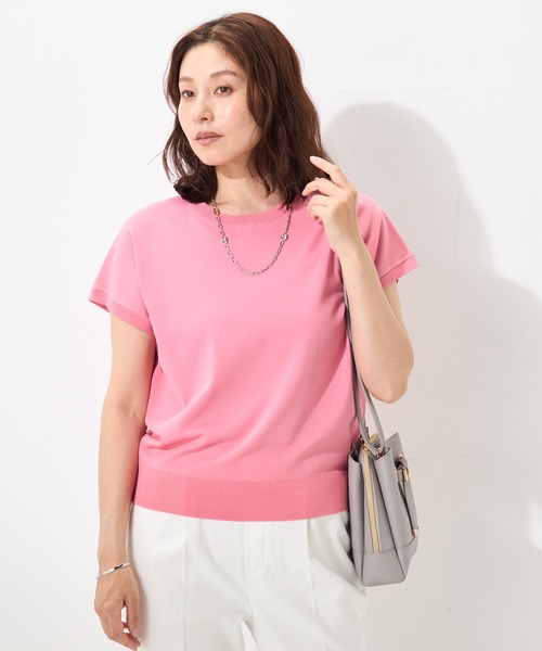 GALLORIA(ギャローリア)の「【遮熱・抗ピル】フレンチスリーブニット(ニット/セーター・レディース・ブルー/ピンク/ライトグレー・LL/L/M/S)」の3枚目の写真
