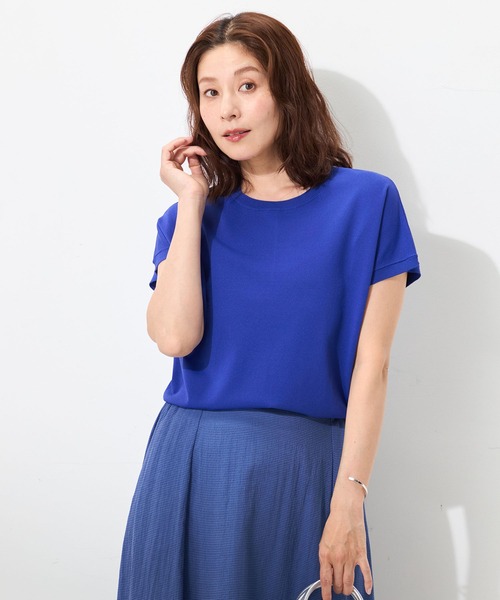 GALLORIA(ギャローリア)の「【遮熱・抗ピル】フレンチスリーブニット(ニット/セーター・レディース・ブルー/ピンク/ライトグレー・LL/L/M/S)」の2枚目の写真