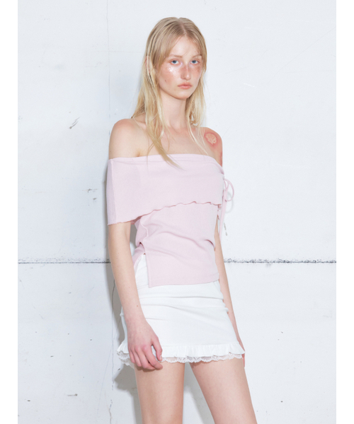 ETMON(エトモン)の「String Off Shoulder T-Shirt, Pink(Tシャツ/カットソー・レディース・その他・F)」の2枚目の写真
