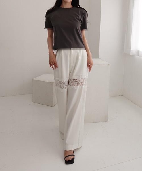 SOELA(ソエラ)の「【INGNI SOELA】プレート付チュールドッキングコンパクトTシャツ/WEB限定(Tシャツ/カットソー・レディース・ブラック/チャコールグレー/オフホワイト・FREE)」の21枚目の写真