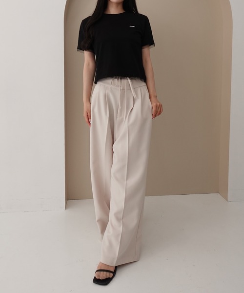 SOELA(ソエラ)の「【INGNI SOELA】プレート付チュールドッキングコンパクトTシャツ/WEB限定(Tシャツ/カットソー・レディース・ブラック/チャコールグレー/オフホワイト・FREE)」の15枚目の写真