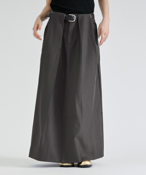 Ezick(エジック)の「belt tuck wide skirt/ベルト付きタックワイドスカート(スカート・レディース・ブラック/チャコール・FREE)」の17枚目の写真