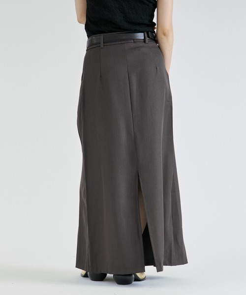 Ezick(エジック)の「belt tuck wide skirt/ベルト付きタックワイドスカート(スカート・レディース・ブラック/チャコール・FREE)」の20枚目の写真