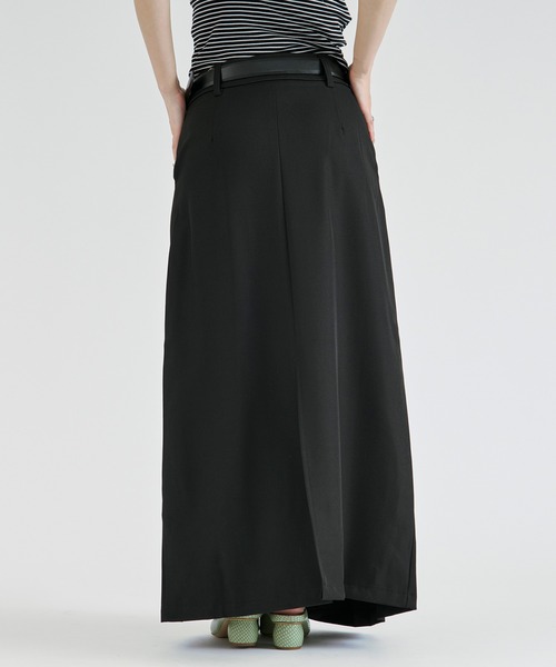 Ezick(エジック)の「belt tuck wide skirt/ベルト付きタックワイドスカート(スカート・レディース・ブラック/チャコール・FREE)」の9枚目の写真