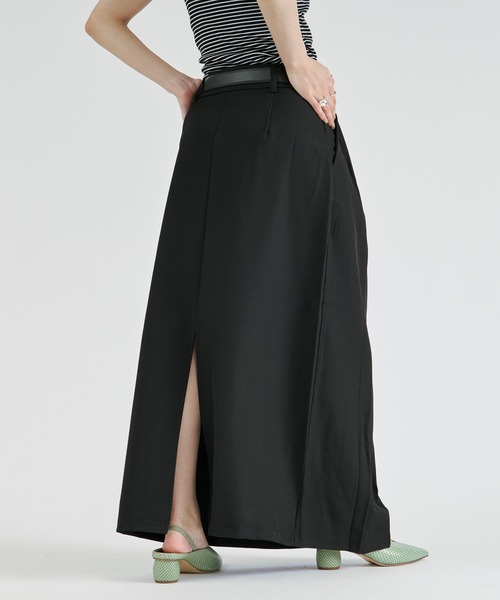 Ezick(エジック)の「belt tuck wide skirt/ベルト付きタックワイドスカート(スカート・レディース・ブラック/チャコール・FREE)」の10枚目の写真