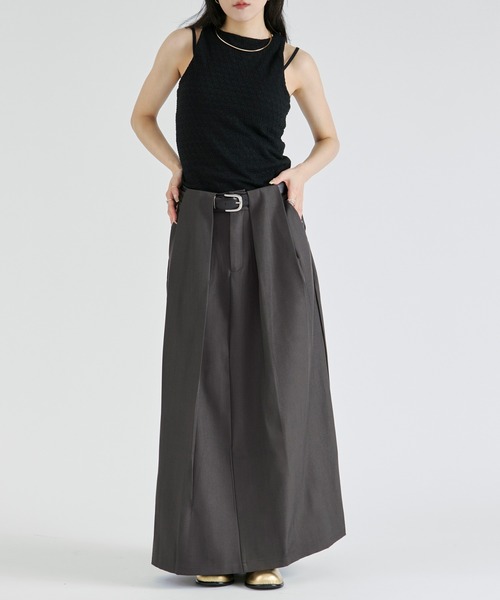 Ezick(エジック)の「belt tuck wide skirt/ベルト付きタックワイドスカート(スカート・レディース・ブラック/チャコール・FREE)」の22枚目の写真