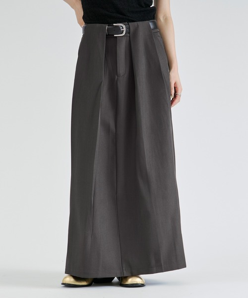 Ezick(エジック)の「belt tuck wide skirt/ベルト付きタックワイドスカート(スカート・レディース・ブラック/チャコール・FREE)」の18枚目の写真