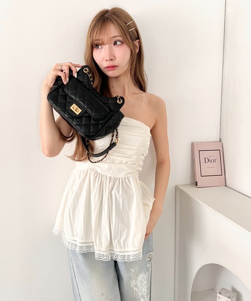 Loueme(ルエム)の「2WAYキルティングチェーンショルダーバッグ(ショルダーバッグ・レディース・ライトブルー/ブラック/オフホワイト/ピンク/ラベンダー・FREE)」の9枚目の写真