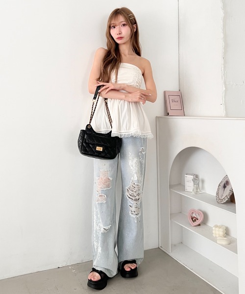 Loueme(ルエム)の「2WAYキルティングチェーンショルダーバッグ(ショルダーバッグ・レディース・ライトブルー/ブラック/オフホワイト/ピンク/ラベンダー・FREE)」の11枚目の写真