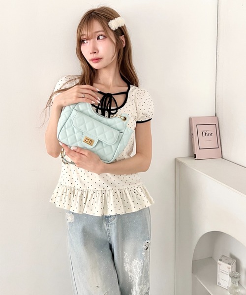 Loueme(ルエム)の「2WAYキルティングチェーンショルダーバッグ(ショルダーバッグ・レディース・ライトブルー/ブラック/オフホワイト/ピンク/ラベンダー・FREE)」の20枚目の写真