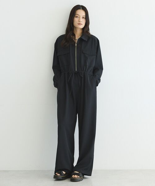 GARAGE OF GOOD CLOTHING（ガレージオブグッドクロージング）の「フロントジップオールインワン（サロペット/オーバーオール・レディース・ブラック・S）」の2枚目の写真