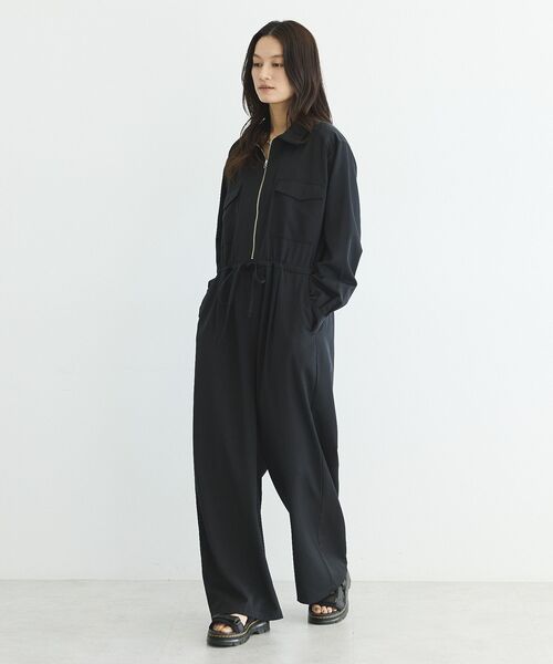 GARAGE OF GOOD CLOTHING（ガレージオブグッドクロージング）の「フロントジップオールインワン（サロペット/オーバーオール・レディース・ブラック・S）」の3枚目の写真