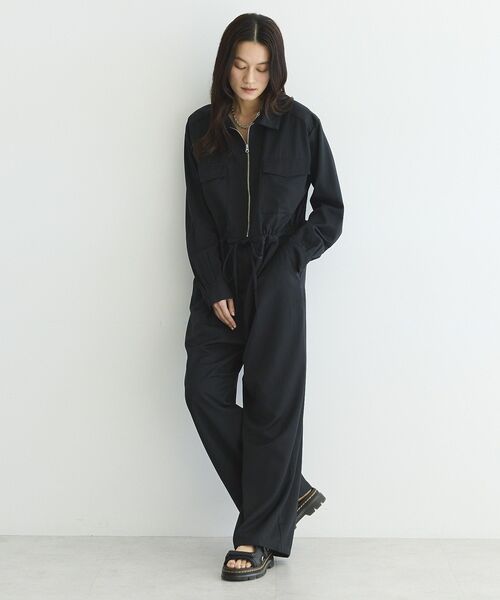 GARAGE OF GOOD CLOTHING（ガレージオブグッドクロージング）の「フロントジップオールインワン（サロペット/オーバーオール・レディース・ブラック・S）」の4枚目の写真