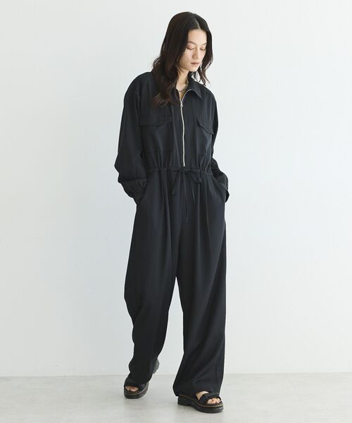 GARAGE OF GOOD CLOTHING（ガレージオブグッドクロージング）の「フロントジップオールインワン（サロペット/オーバーオール・レディース・ブラック・S）」の6枚目の写真