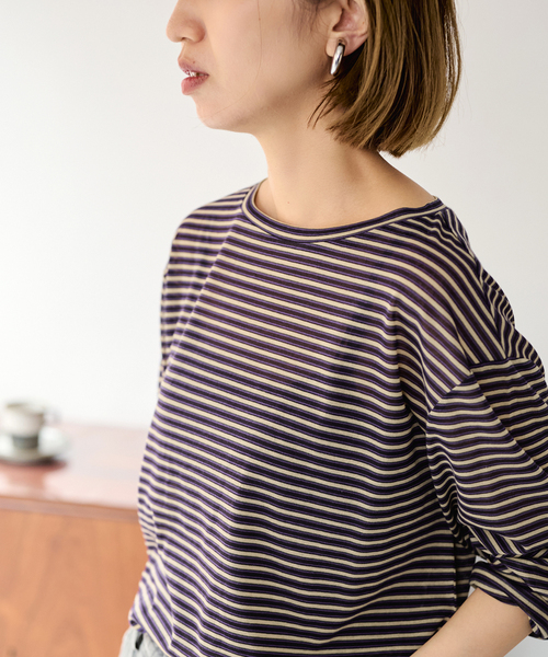 FRAMeWORK(フレームワーク)の「SHEERマルチボーダーロンT(Tシャツ/カットソー・レディース・ボルドー/パープル・FREE)」の20枚目の写真