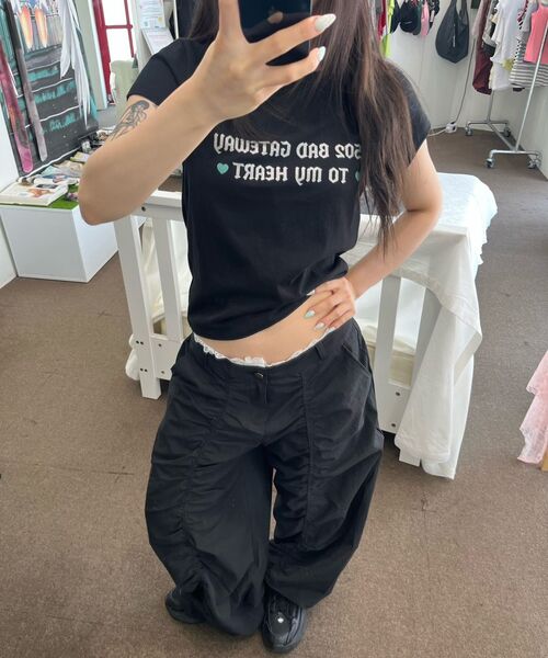 ITZAVIBE(イッザバイブ)の「502 GLITTER LETTERING T SHIRT - BLACK(Tシャツ/カットソー・レディース・その他・FREE)」の13枚目の写真
