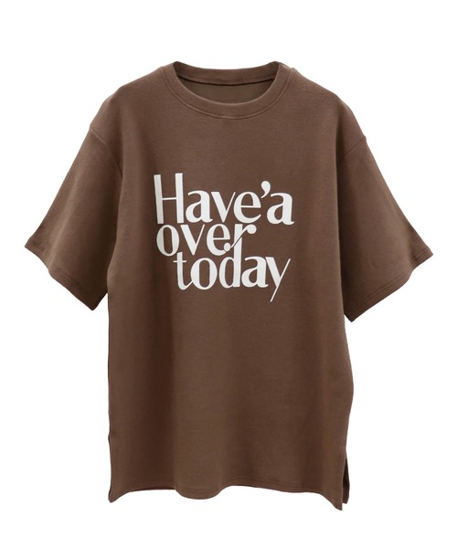 ISOOK(アイスー)の「ロゴプリントストレッチTシャツ(chiica select) / 半袖 プリントT ビッグシルエット オーバーサイズ(Tシャツ/カットソー・レディース・アイボリー/ブラウン・FREE)」の12枚目の写真