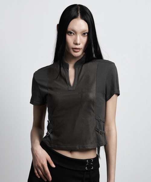 Mesh China‑collar топ‑чакол