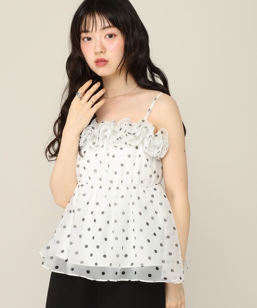 Heather(ヘザー)の「ホイップフリルキャミ 1052074(キャミソール・レディース・ピンク/ドット/ブラウン・FREE)」の3枚目の写真