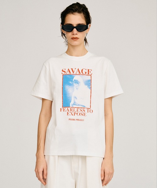 PRANK PROJECT（プランクプロジェクト）の「【2026Summer Pre-Order】SAVEGE Tシャツ / SAVEGE T-shirt（Tシャツ/カットソー・レディース・ホワイト/チャコールグレー・FREE）」の6枚目の写真