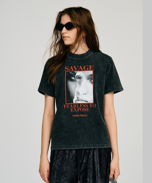 PRANK PROJECT(プランクプロジェクト)の「SAVEGE Tシャツ / SAVEGE T-shirt(Tシャツ/カットソー・レディース・ホワイト/チャコールグレー・FREE)」の14枚目の写真