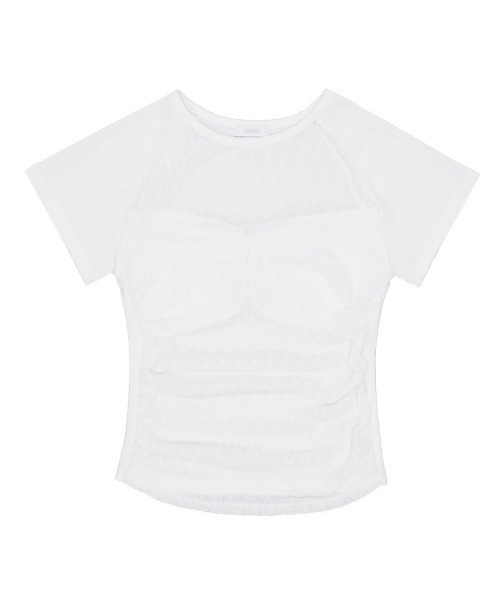 runningHIGH(ランニングハイ)の「【runningHIGH】LACE RAGLAN H/S TEE / 【ランニングハイ】レースラグラン半袖Tシャツ(Tシャツ/カットソー・レディース・ホワイト/ブラック・ONE SIZE)」の14枚目の写真