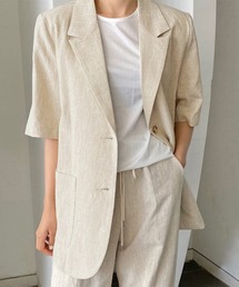 麻混風テーラードジャケットレディース夏服