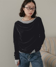 シアーベロアドレープカシュクールトップス