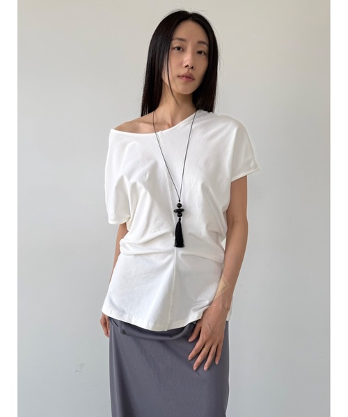 Didot.showroom（ディドット ショールーム）の「バックオープンウエストシェイプT（Tシャツ/カットソー・レディース・チャコール/シルバーグレー/ホワイト・FREE）」の2枚目の写真