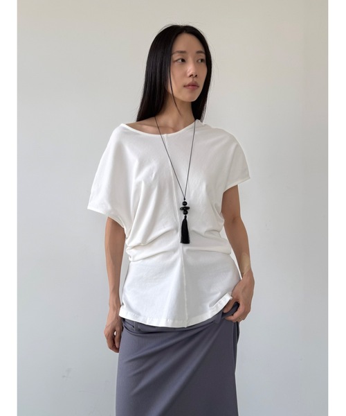 Didot.showroom（ディドット ショールーム）の「バックオープンウエストシェイプT（Tシャツ/カットソー・レディース・チャコール/シルバーグレー/ホワイト・FREE）」の6枚目の写真