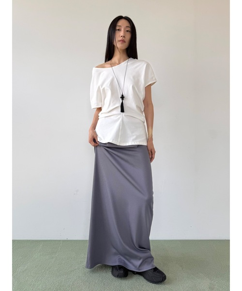 Didot.showroom（ディドット ショールーム）の「バックオープンウエストシェイプT（Tシャツ/カットソー・レディース・チャコール/シルバーグレー/ホワイト・FREE）」の8枚目の写真