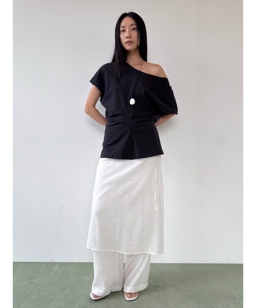 Didot.showroom（ディドット ショールーム）の「バックオープンウエストシェイプT（Tシャツ/カットソー・レディース・チャコール/シルバーグレー/ホワイト・FREE）」の16枚目の写真