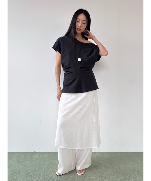 Didot.showroom（ディドット ショールーム）の「バックオープンウエストシェイプT（Tシャツ/カットソー・レディース・チャコール/シルバーグレー/ホワイト・FREE）」の17枚目の写真