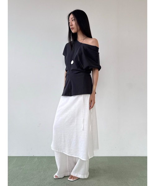 Didot.showroom（ディドット ショールーム）の「バックオープンウエストシェイプT（Tシャツ/カットソー・レディース・チャコール/シルバーグレー/ホワイト・FREE）」の18枚目の写真