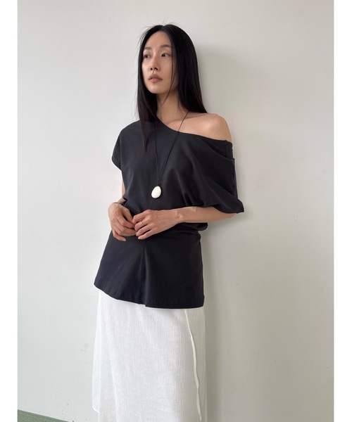 Didot.showroom（ディドット ショールーム）の「バックオープンウエストシェイプT（Tシャツ/カットソー・レディース・チャコール/シルバーグレー/ホワイト・FREE）」の19枚目の写真